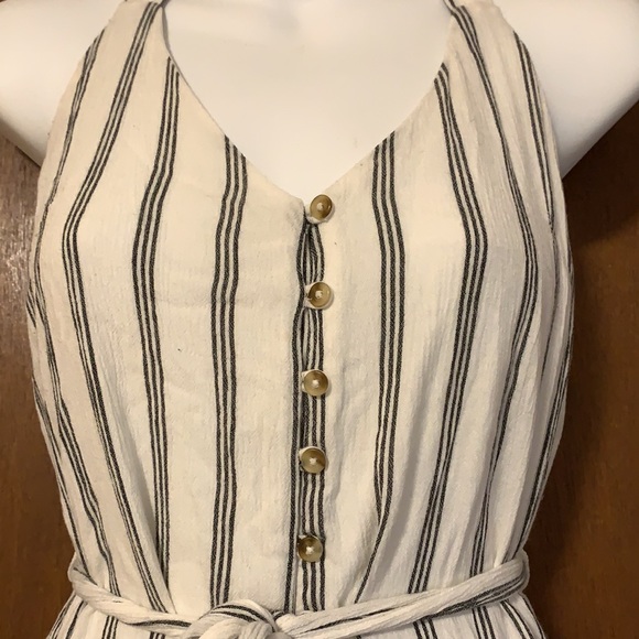 Striped Black & White Jumpsuit - Picture 4 of 10